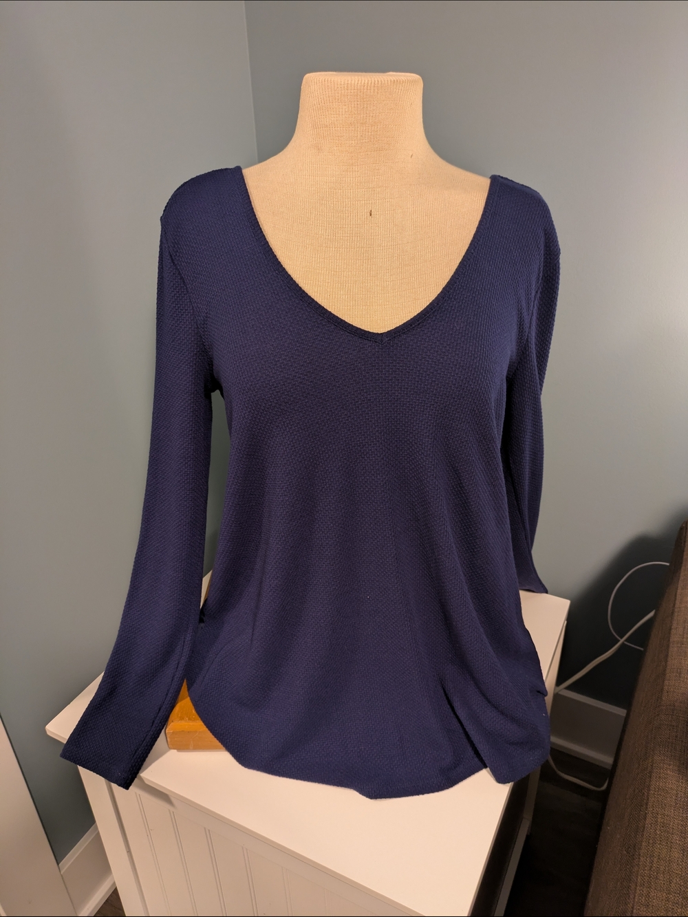 Modcloth Navy V-Neck Long Sleeve Top